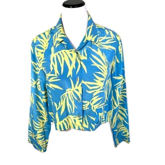 New! Lilly Pulitzer Button Down Crop Top Sz M - Picture 1 of 5